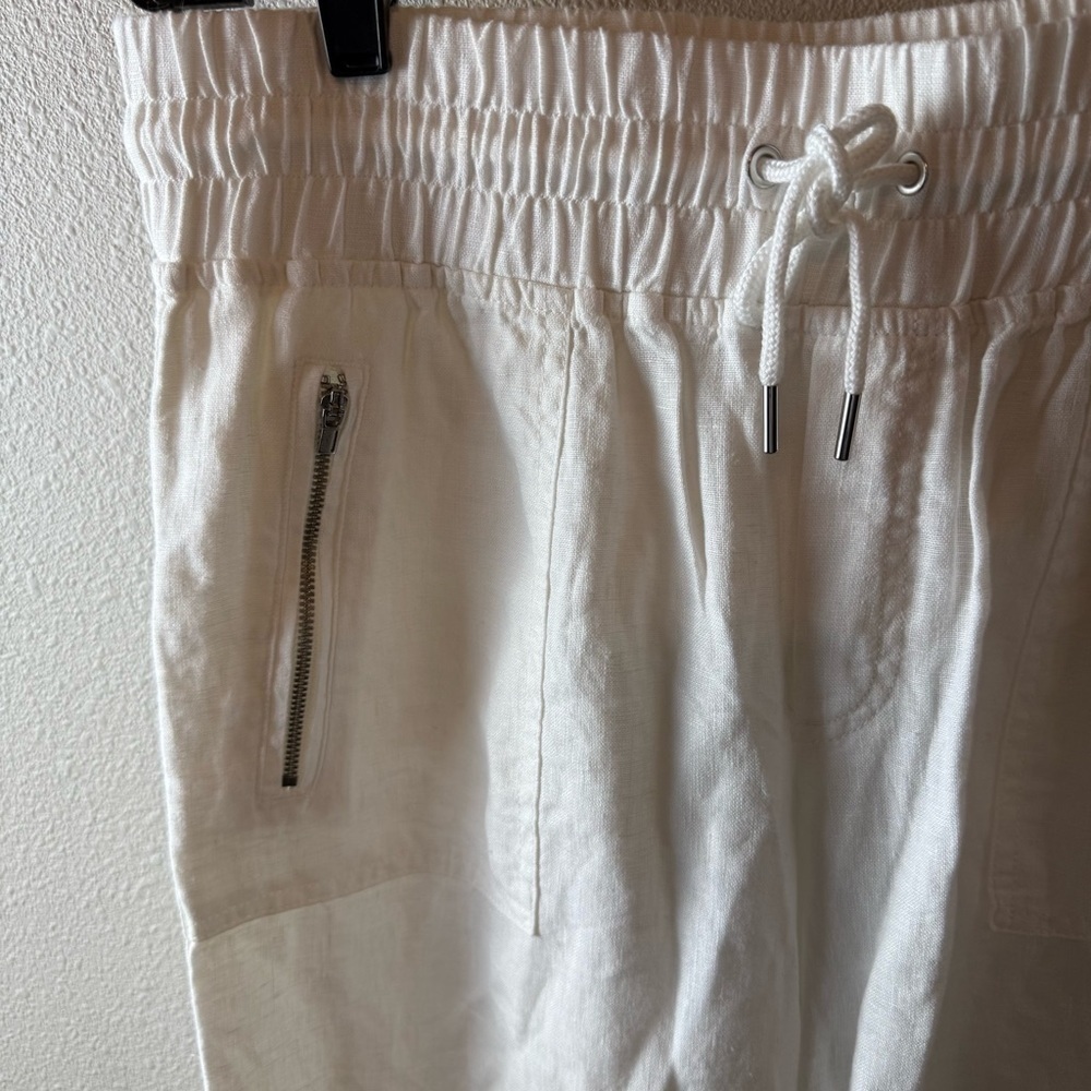 Athleta Cabo Linen Wide Leg Pant White Casual Athleisure Active Women’s Size 14 - Picture 6 of 12